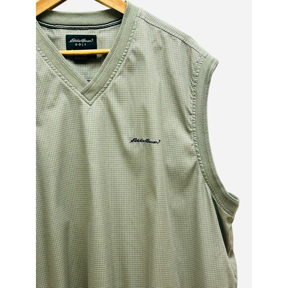 Eddie Bauer Golf Vest XL Tan Sleeveless V Neck Pullover Mens Casual 90s Y2K - Picture 2 of 6